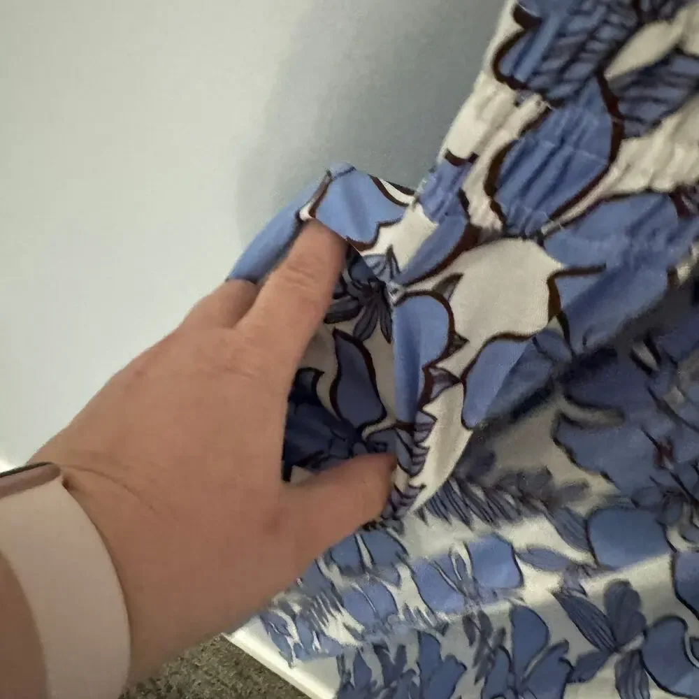 NWT Nicole Miller White Blue Floral Short Sleeve Midi Dress Women's Plus Size 2X - Picture 6 of 11